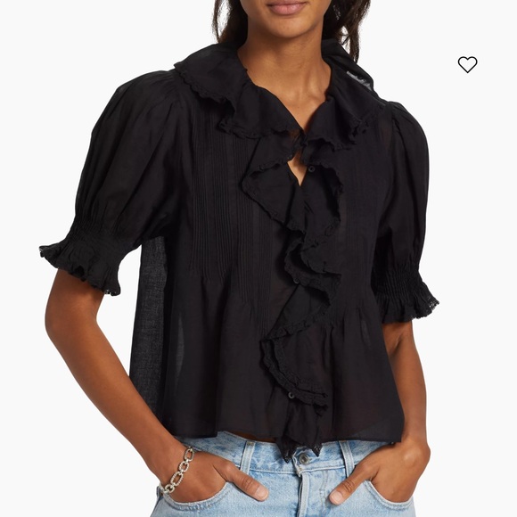 DÔEN Henri Ruffled Puff-Sleeve Top - Picture 2 of 7